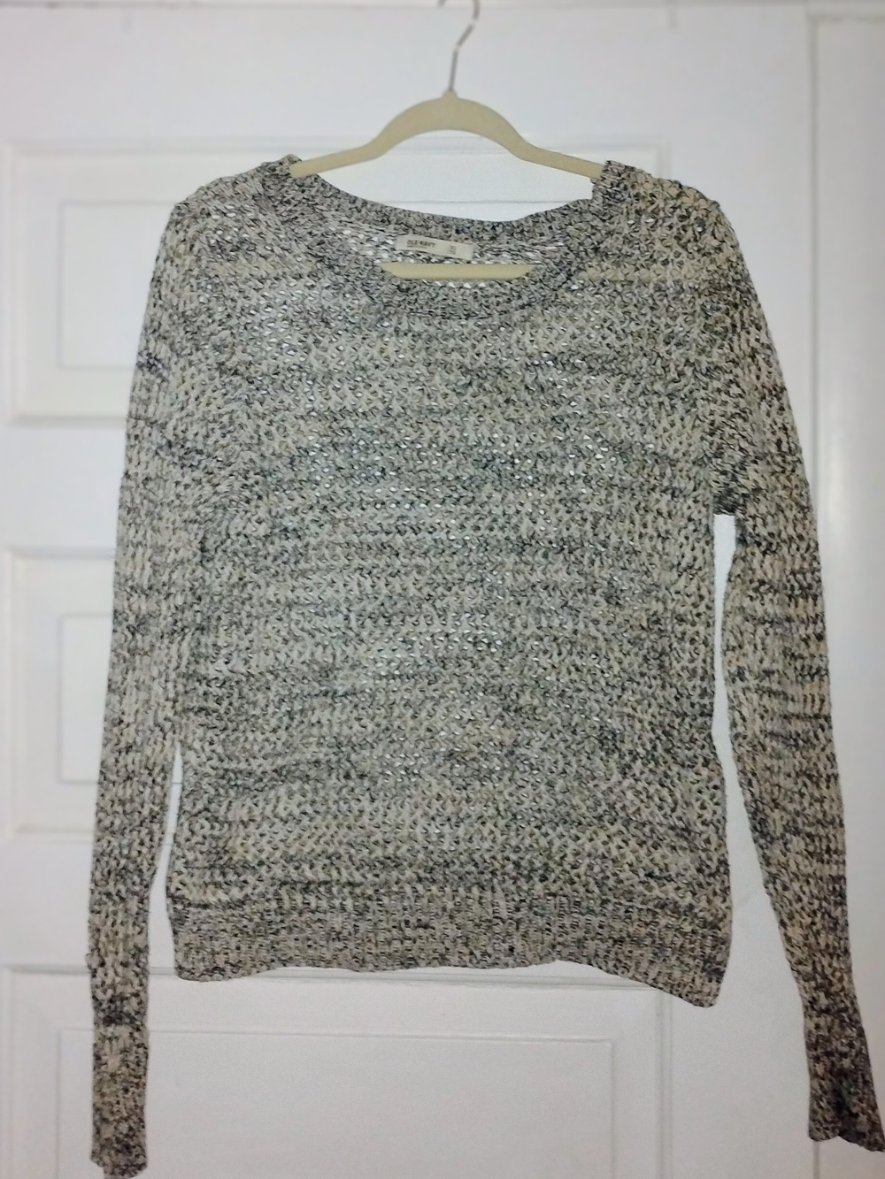 Old Navy Marled Crewneck Sweater in Beige - Navy - Grey